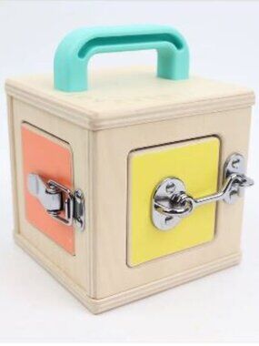 LOVEVERY Lockbox Wooden Lock Latch Activity Box Learning Toy Toddler
